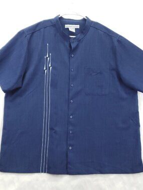 Irvine Park Shirt Men 2XL Blue Embroidered Short Sleeve Button-Up